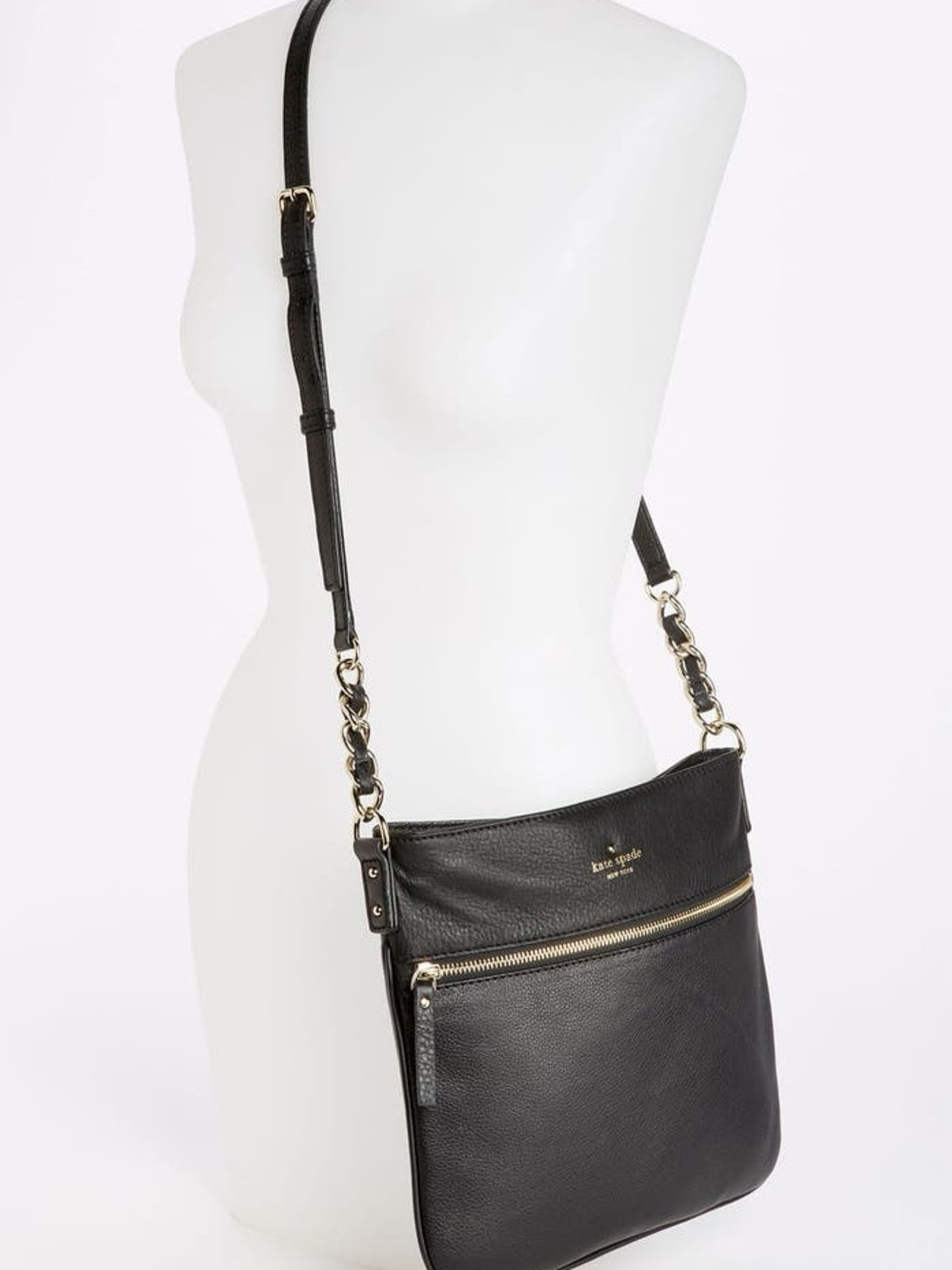 NWT kate spade Black Pebbled Leather Crossbody with Gold Hardware - Picture 4 of 7